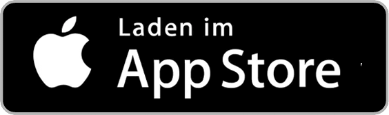 Schwarzes Rechteck mit Text "Laden im App Store" und weißem Apple-Logo auf der linken Seite.